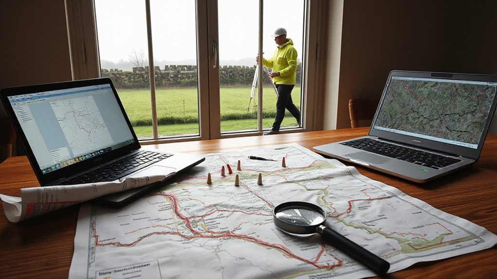 conduct land searches and surveys
