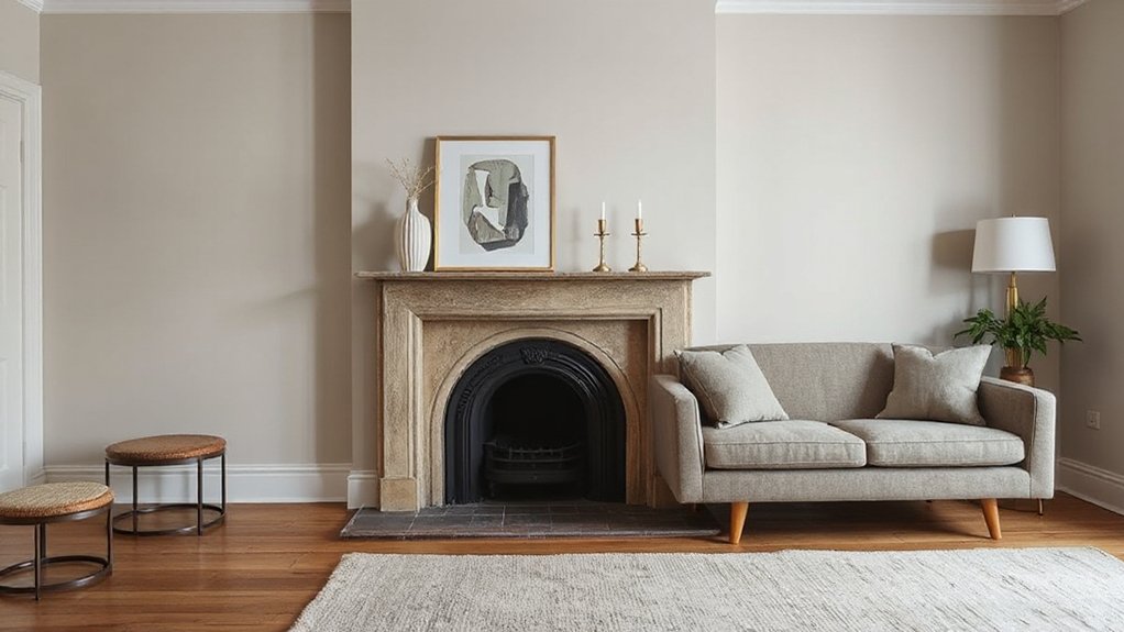 elegant minimalist fireplace styling