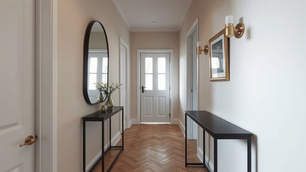 mirror placement enhances hallway brightness