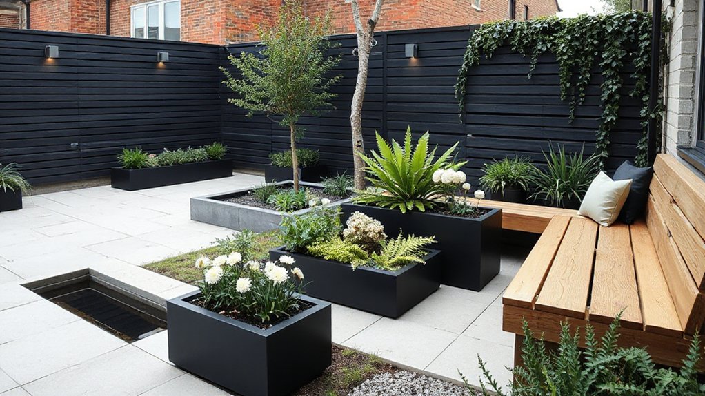 structured modern courtyard garden